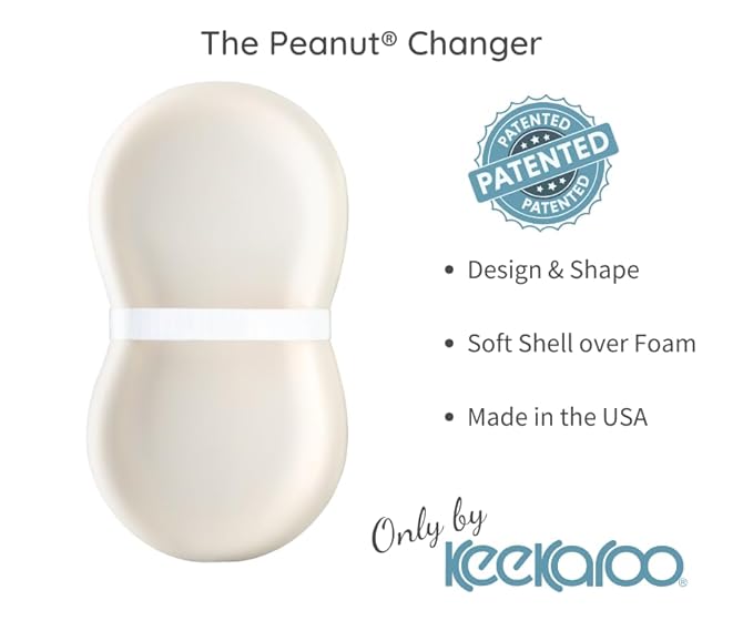 Keekaroo Peanut Changer Baby Vanilla– The Original Made in USA Easy-to-Clean Changing pad and The only Shell Over Foam, Fully Water Repellant
