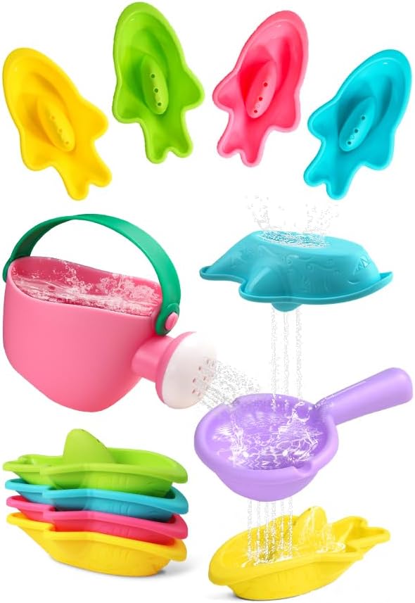 Fajiabao Baby Bath Toys for Kids Ages 1-3 Toddler Bath Toys Mold Free for 12+ Months Bathtub Beach Sand Pool Water Table Toys for 1 2 3 4 5 6 Years Old Boys Christmas Birthday Gifts (6 PCS)
