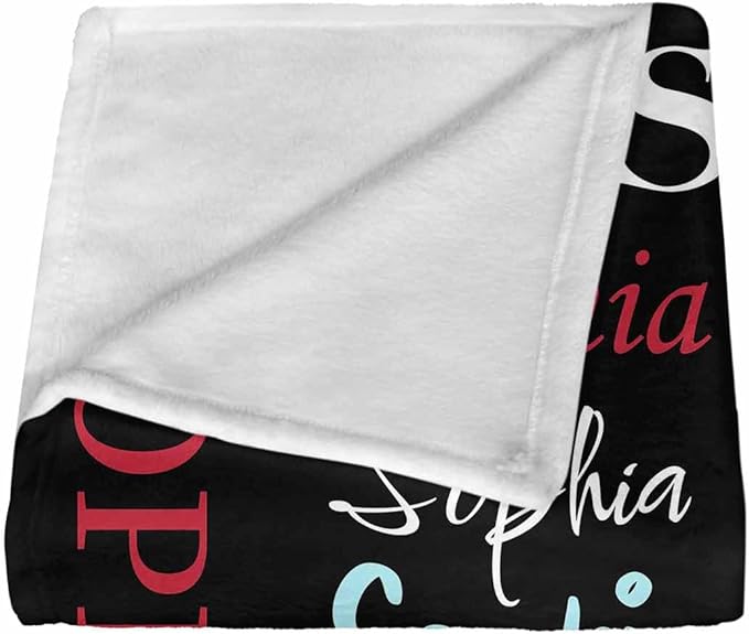 Personalized Name Blanket for Baby Girls Boys, Custom Baby Blanket with Name for Newborn Expect Mom, Black and Red Throw Blanket, Customized Gifts for Baby Shower Birthday Christmas
