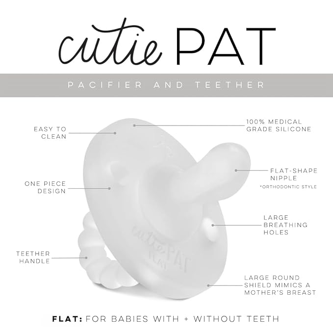 Ryan & Rose Cutie PAT Pacifier Teether (Flat, Clear)