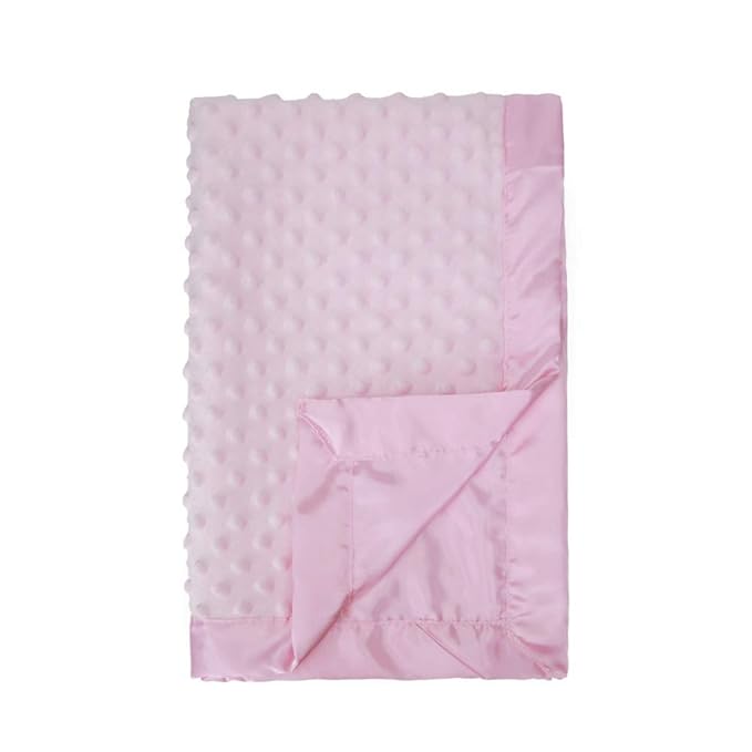 Pro Goleem Baby Soft Minky Dot Blanket with Silky Satin Backing Baby Gifts for Girls（Pink, 30’’ x 40’’）