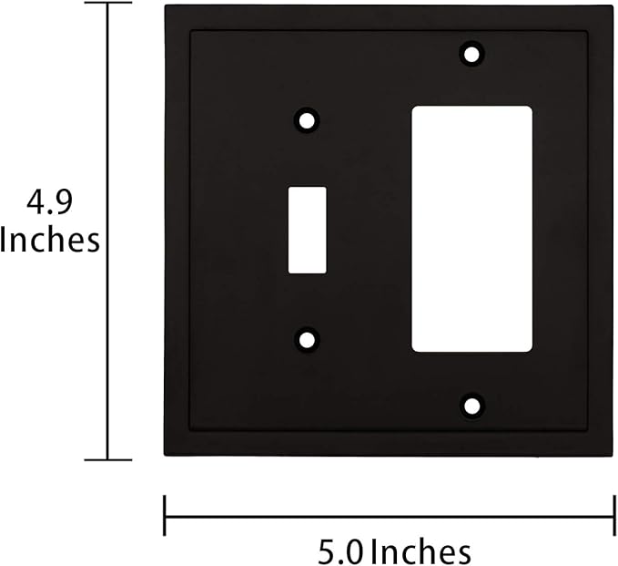 Modern Edge Decorative Wall Plate Switch Plate Outlet Cover, Durable Solid Zinc Alloy (Toggle/Decorator, Matte Black)