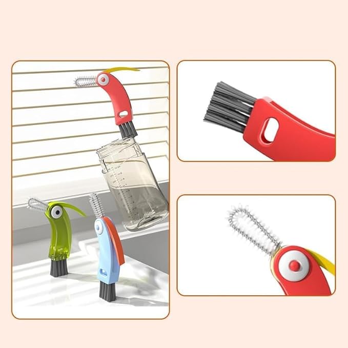 4 in 1 Multifunctional Cleaning Brush Set - Bottle & Cup Lid Cleaner, Gap & Tight Spaces, Portable (Red)