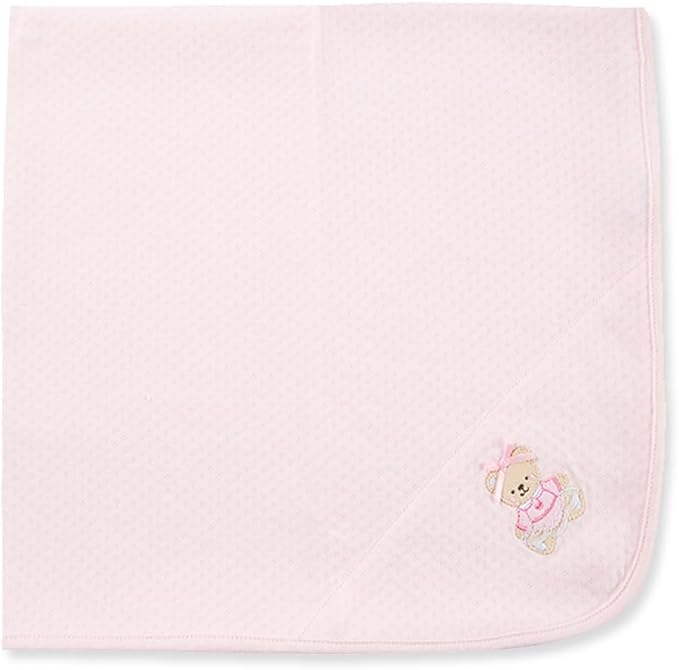 Little Me Unisex Baby Swaddling Receiving Blankets, Pink Sweet Bear, 30 x 27 Inches