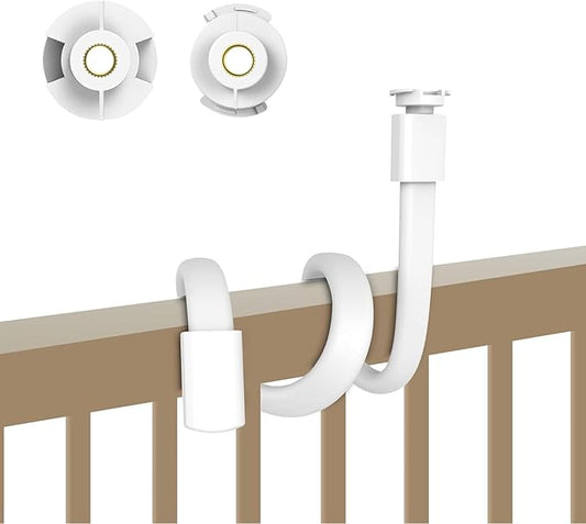 Flexible Baby Monitor Mount for HelloBaby HB6550/HB65/HB66/HB6558/HB248, ANMEATE SM935E/SM650, Compatibile with Bonoch ChildsFarm Eufy Baby Monitor, 20'' Arm Bracket Holder to Crib Cot Shelves, White