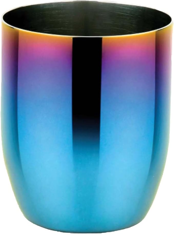 Ahimsa Stainless Steel Kids Cup - Pediatrician Designed Toddler Cups for Open Cup Training, 8oz, 100% BPA Free & Dishwasher Safe (Iridescent Blue Single)