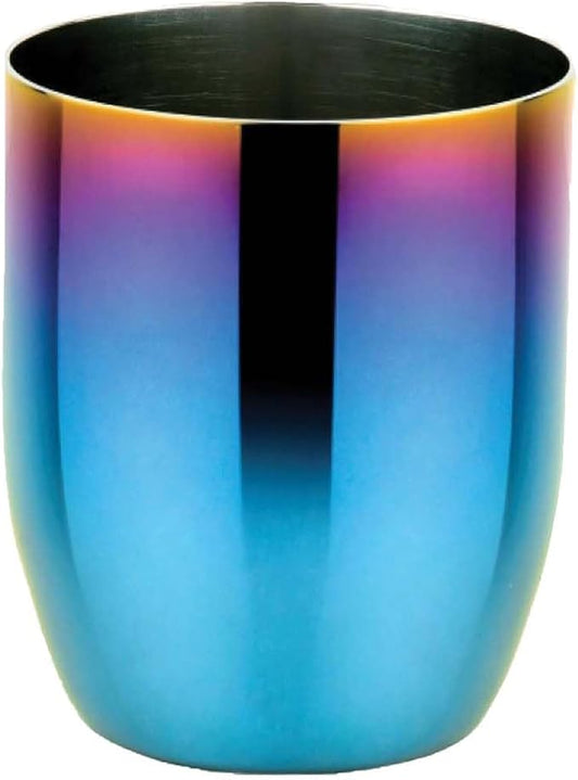 Ahimsa Stainless Steel Kids Cup - Pediatrician Designed Toddler Cups for Open Cup Training, 8oz, 100% BPA Free & Dishwasher Safe (Iridescent Blue Single)