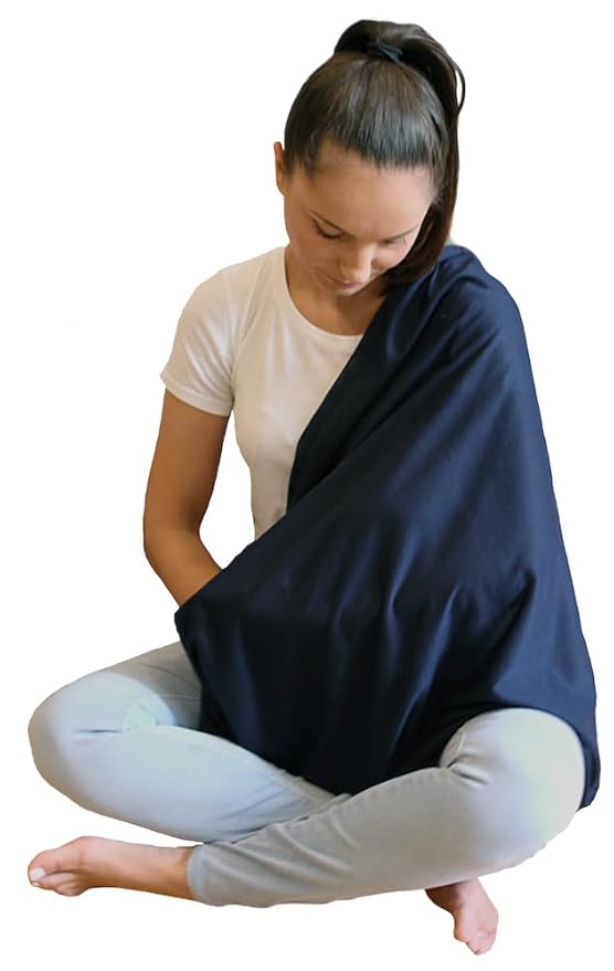 LK Baby Infinity Nursing Scarf Breastfeeding Cover Ultra Soft Premium Jersey Polyester (2pk black/navy)