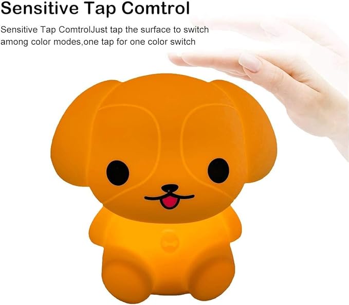 Night Light, Bedside Lamp for Kids, Baby Nursery Lamp for Breastfeeding Safe, Break Resistant, Eye Caring, Adjustable Brightness & Color, Timing Function, Remote Control + Touch Control - Dog
