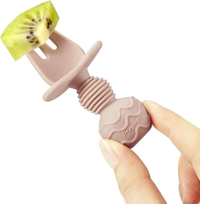 PandaEar 4 Pack Silicone Baby Spoons Forks Feeding Set, Toddler Utensils Baby Led Weaning Supplies, First Stage Baby Spoon Self Feeding 6 Months Old Baby Essentials