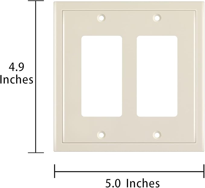 Henne Bery Modern Edge Decorative Wall Plate Switch Plate Outlet Cover, Durable Solid Zinc Alloy (Double Decorator, Light Almond)
