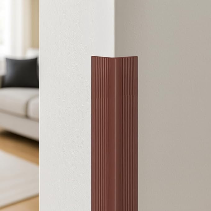 Rubber Bond Wall Corner Guard Edge Protector, Baby Proofing Corner Guards | Self-Adhesive Furniture Edge Strips for Home & Office (Dark Brown, 5 Pack)