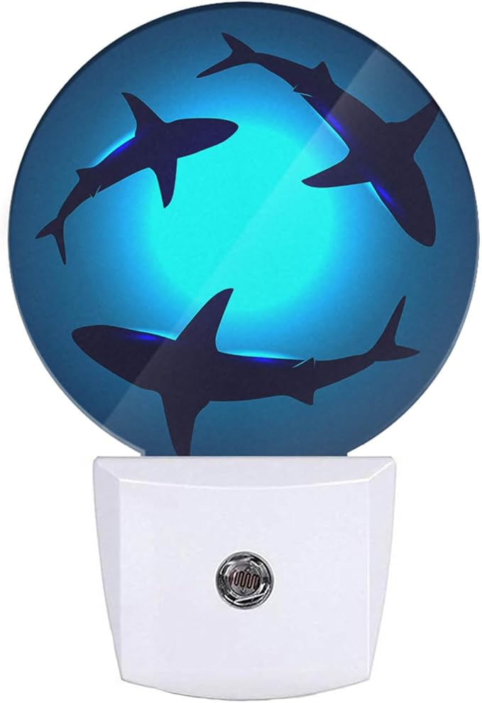 EKOBLA Shark Night Light Underwater Huge Shark Ocean Sea Night Lights Plug into Wall Auto Sensor Coastal Nautical Nightlights for Men Women Boys Girls Bathroom Decor