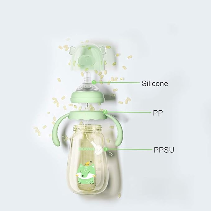 POTATO Baby Bottles PPSU Baby Feeding Bottle 10 oz Anti-Colic Bottles with Silicone Nipples Breastfeeding Bottles for Babies & Toddlers- Green