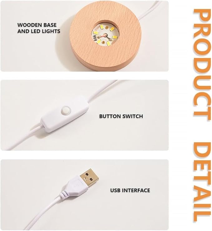 3D Cat and Butterfly Engraved Pattern with Wooden Lighted Base, USB Powered Cable with Switch, Night Light Decoration, Cat Lamp for Bedroom Unique Cat Gifts