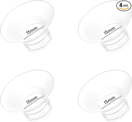 4pcs Flange Inserts 15mm Compatible with Momcozy M9/M6/M5/V1 Pro/V2 Pro/S12 Pro/S9 Pro Wearable Breast Pump, for Momcozy Breast Pump Replacement Parts, Reduce 24mm Nipple Tunnel Down to 15mm