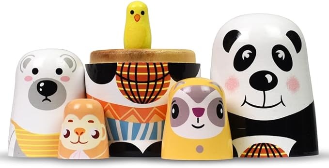 Tphon Nesting Dolls Wooden Russian Matryoshka Dolls for Toddlers Kids Handmade Toys Stacking Doll Set for Children Christmas Birthday Decoration Halloween Wishing Gift