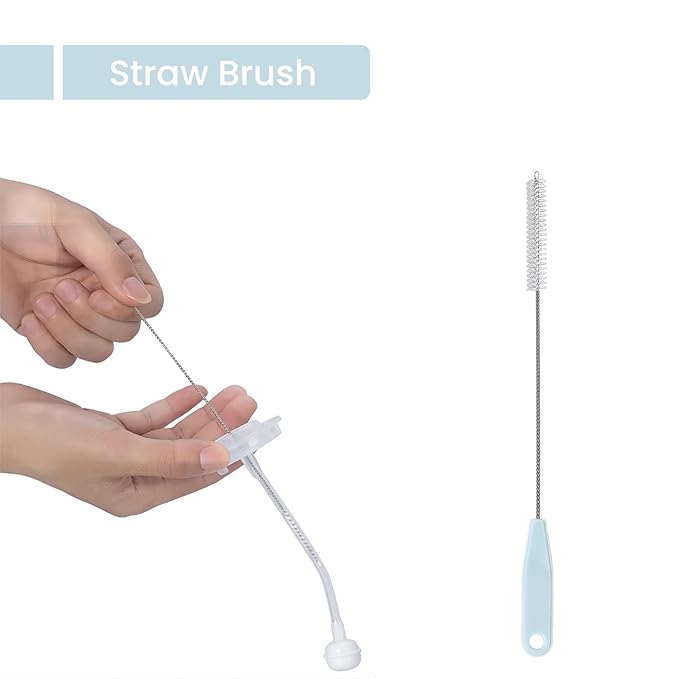 4-in-1 Baby Bottle Brush Set - Including Brushes for Bottles, Straws, Caps, & Nipples - BPA-Free (Grey)