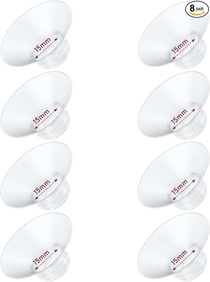 Flange Insert 8PCS 15mm Compatible with Momcozy M9/M6/M5/S12 Pro/V1 Pro/V2 pro, Spectra/Medela/Elvie/NCVI/TSRETE/eufy/Lansinoh/Paruu/MomMed Breast Pump 24mm Shields/Flanges (8pcs-15mm)
