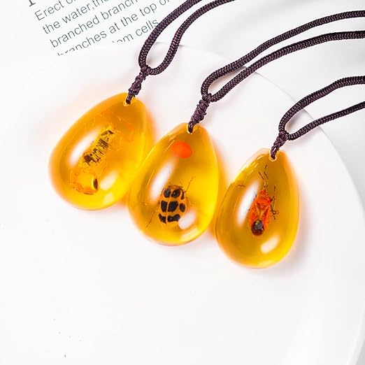 18 pcs Insect Amber Fossils, BOSOIRSOU Fossil Pendants, Different Insect Specimen, Bug Preserved in Resin, Educational and Scientific Amber Collections - Random Patterns