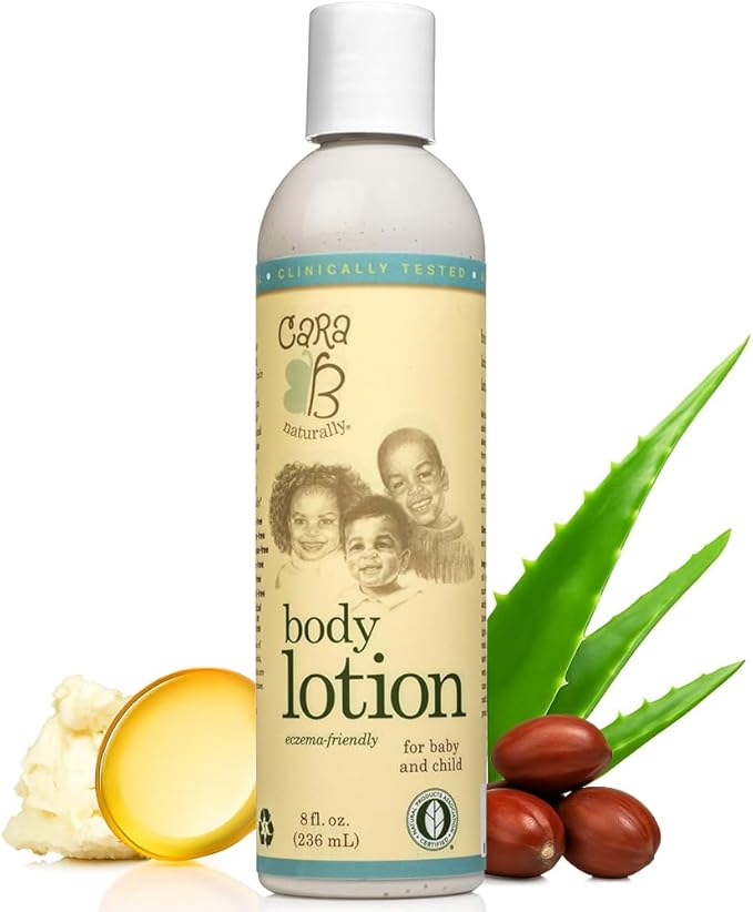 CARA B Naturally Baby Lotion, Melanin-rich Skin Moisturizer for Black & Brown Babies & Children, Daily Body Cream for Dry, Sensitive Skin, African American Toddlers & Kids of Color, 8 oz