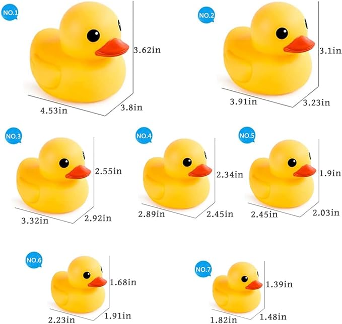 Yellow Rubber Ducks, 7pcs Preschool Large Bath Toys Bathtub Floating Duckies Gift for Baby Shower Infants Kids Toddler Party Decoration (Medium)