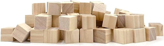 Natural Wooden Blocks for Crafts - Unfinished Wood Cubes, 2 cm Square Blocks, Pack of 80 for Arts and DIY Projects