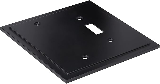 Modern Edge Decorative Wall Plate Switch Plate Outlet Cover, Durable Solid Zinc Alloy (Blank/Toggle, Matte Black)