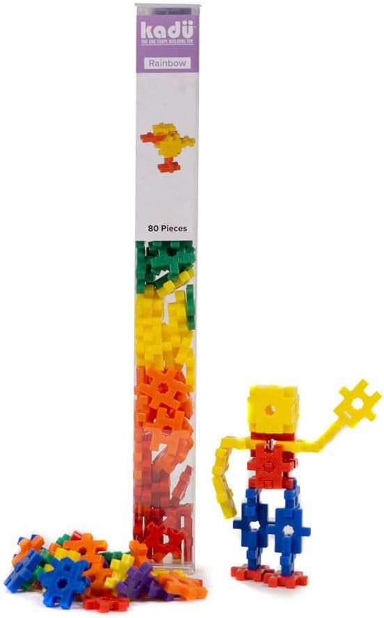 KADU Rainbow 80 Piece Set - STEM/STEAM Building + Construction Toy, for Open + Imaginative Play