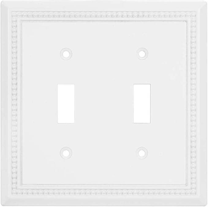 Henne Bery Sunken Pearls Heavy Duty Decorative Wall Plate Switch Plate Outlet Cover (Double Toggle, White)