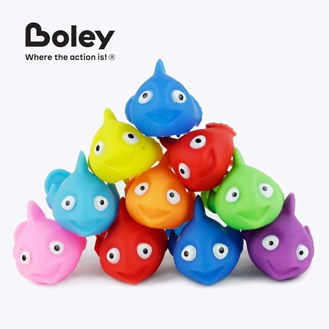Boley 24 Piece Rainbow Fish Bath Toys – Colorful Floating Educational Pool Toys for Babies, Toddlers, and Kids – Perfect for Bath Tubs and Pool Games – Vibrant Colors and Soft Silicone Interiors