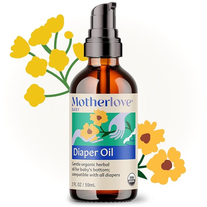 Motherlove Diaper Oil (2 oz) Soothing Vegan diaper Rash Oil—Organic, Cloth diaper Safe, Zinc Oxide- & Petroleum-Free