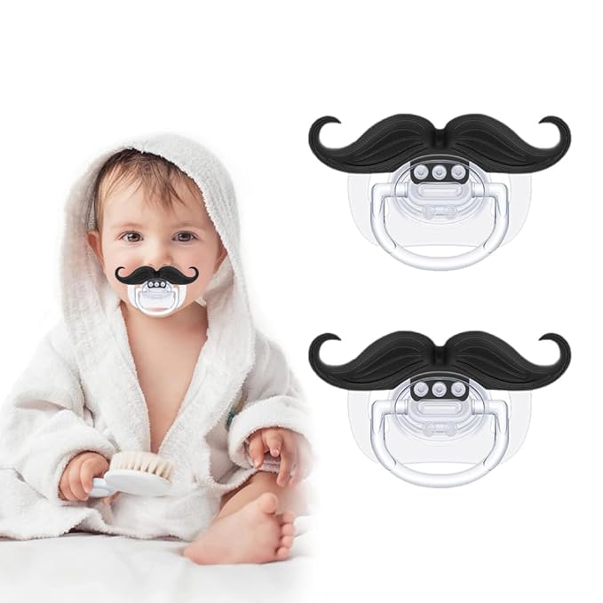 Funny Baby Pacifiers,Mustache Pacifiers 0-18 Months for Babies,Mustache Binky,Gift for Newborns,Infants,Toddlers,Baby Boys,BPA Free(Mustache Pacifiers)