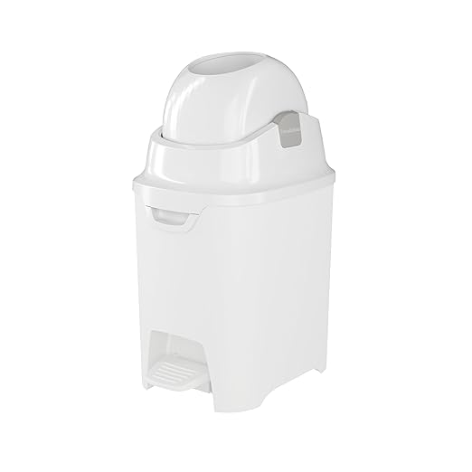 Foundations Mini Hands-Free Diaper Pail with Airtight Lid - Durable & Odorless Diaper Disposal, Large Capacity, Holds up to 30 Newborn Diapers, Refill with Any Bags - White