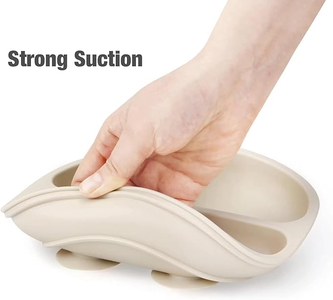 PandaEar 6 Pack Toddler Plates and Utensils Set, 2 Pack Silicone Baby Plates with Suction and 4 Stainless Steel Baby Spoons Forks, Toddler Dinnerware Set, Baby Dishes