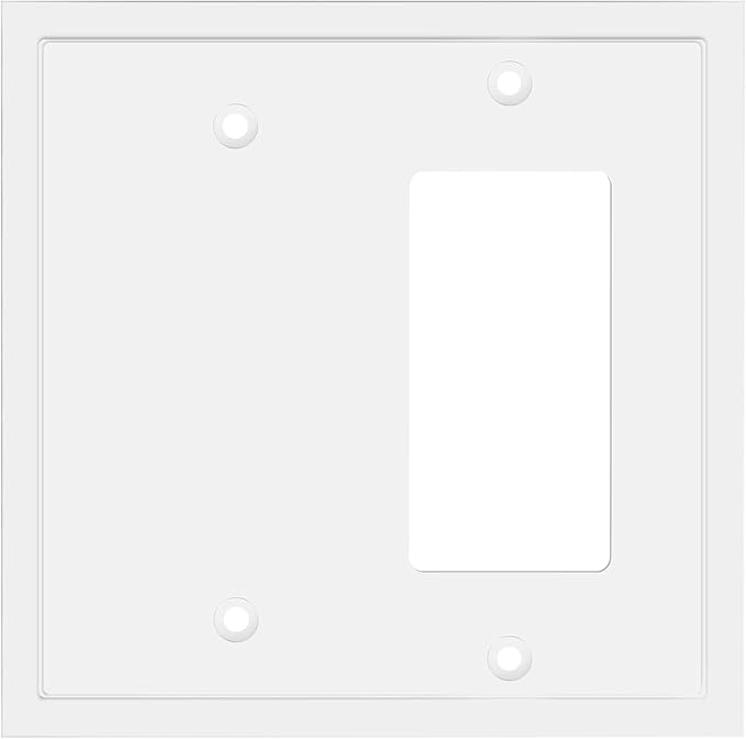 Modern Edge Decorative Wall Plate Switch Plate Outlet Cover, Durable Solid Zinc Alloy (Blank/Decorator, White)