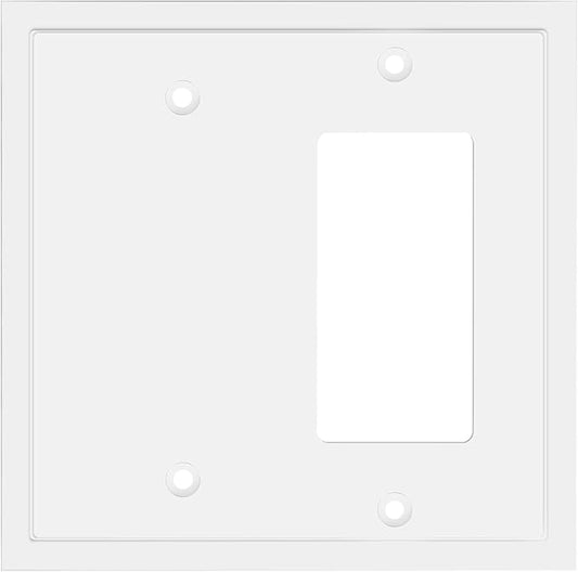 Modern Edge Decorative Wall Plate Switch Plate Outlet Cover, Durable Solid Zinc Alloy (Blank/Decorator, White)