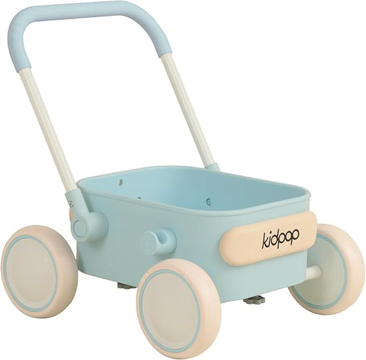 Kidpop PULA 2-in-1 Push and Pull-Along Wagon, Baby Push Walker for First Learner from 7 Month to 4 Year, One Year Birthday Gifts, Sturdy and Safe, Indoors and Outdoors (Blue)