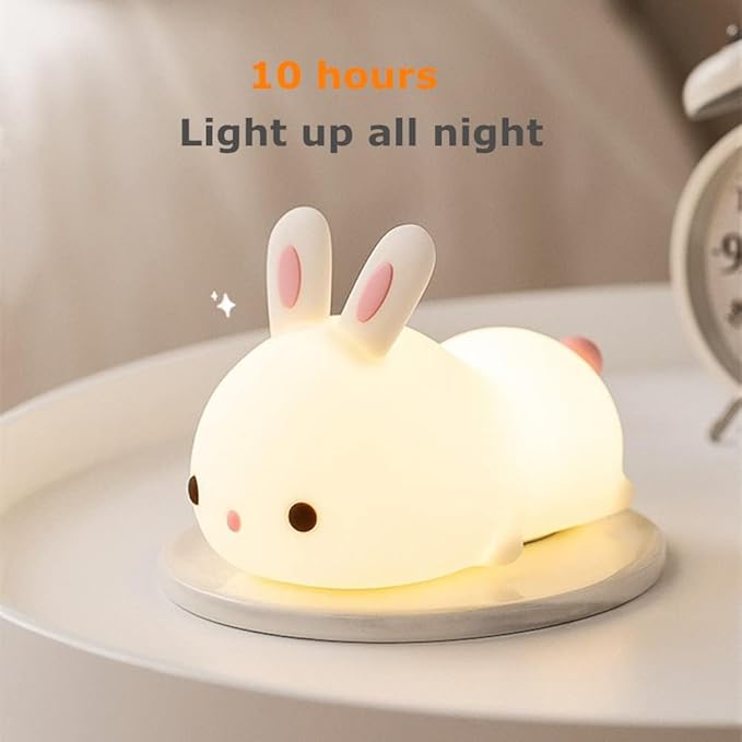 Cute Kids Night Light Night Lamp Night Lights for Kids Bedroom Toddler Baby Portable Silicone Battery Led Nightlight Nursery (Cute Bunny)