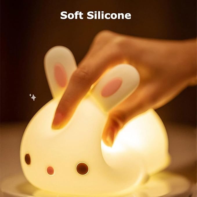 Cute Kids Night Light Night Lamp Night Lights for Kids Bedroom Toddler Baby Portable Silicone Battery Led Nightlight Nursery (Cute Bunny)