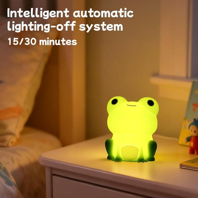 Night Light for Kids,Cute Frog lamp,Warm-Toned Soft Silicone Sleep Night Light,Best Bedroom Bedside Decor Christmas Birthday Gift for Boy Girl Toddler