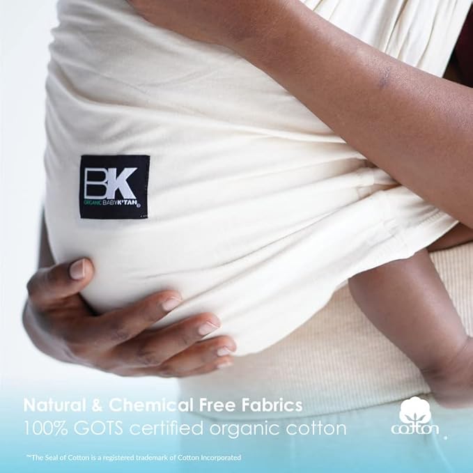 Organic Baby K'tan Baby Carrier 100% GOTS Certified Cotton: #1 Easy Pre-Wrapped 5 in 1 Baby Sling | Ready to Wear | Pillowy Soft Hands Free Infant Wrap | Newborn to Toddler up to 35lb (See Size Chart)