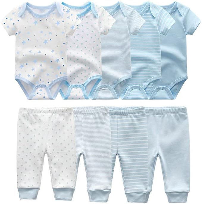 Chamie Newborn Baby Cute Design Bodysuit Short Sleeve One-Piece Baby Clothes for Boys and Girls