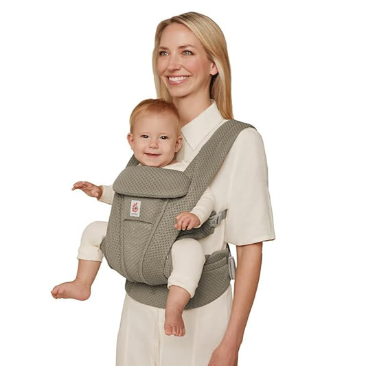 Ergobaby Omni Deluxe Baby Carrier Newborn to Toddler - Breathable Baby Carriers for Summer - All-Position Carrier with Enhanced Lumbar Support & Airflow (7-45 Pounds), Mesh, Soft Olive