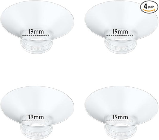 Flange Insert 4PCS 19mm Compatible with Momcozy M9/M6/M5/S12 Pro/V1 Pro/V2 pro, Spectra/Medela/Elvie/NCVI/TSRETE/eufy/Lansinoh/Paruu/MomMed Breast Pump 24mm Shields/Flanges (4pcs-19mm)