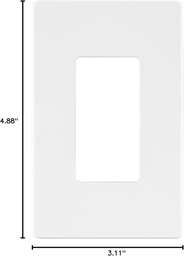 LIDER Matte Finish Decorator Switch Cover, Screwless Wall Plate, Mid-Size 1-Gang 4.88" x 3.11", Unbreakable Polycarbonate Thermoplastic, UL Listed, LSWP-31M-W, White