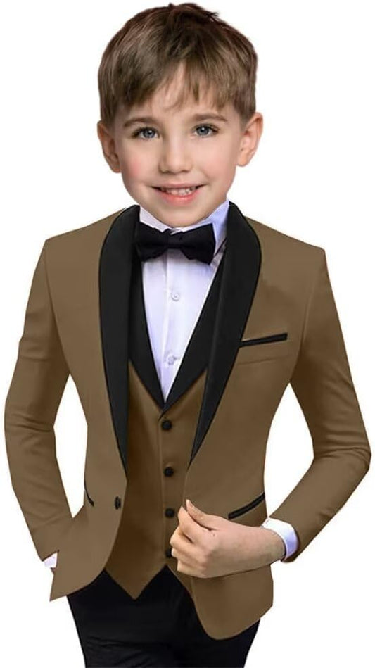 Boys Suit 3 Piece Ring Bearer Suit Kids Formal Jacket Vest Pants Suits Wedding Outfit for Party Prom Tuxedo