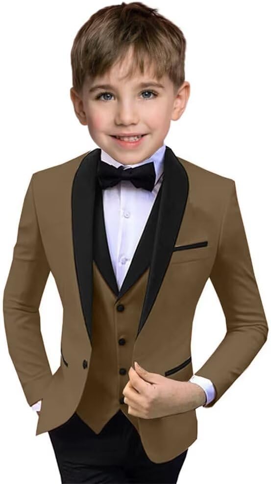 Boys Suit 3 Piece Ring Bearer Suit Kids Formal Jacket Vest Pants Suits Wedding Outfit for Party Prom Tuxedo