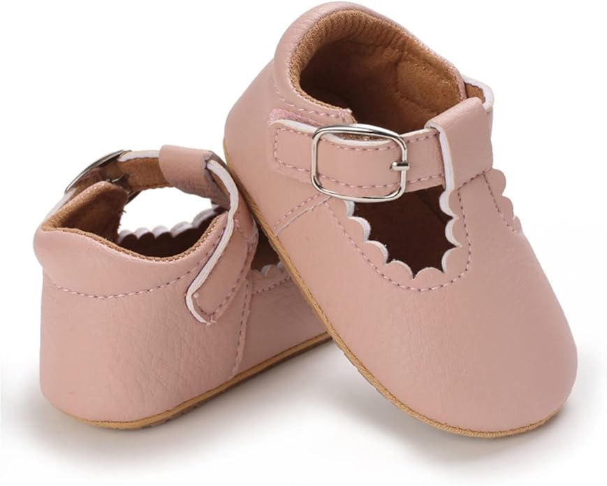 COSANKIM Baby Girls Mary Jane Flats Shoes Anti-Slip Rubber Sole Infant Toddler Princess Wedding Dress Shoes