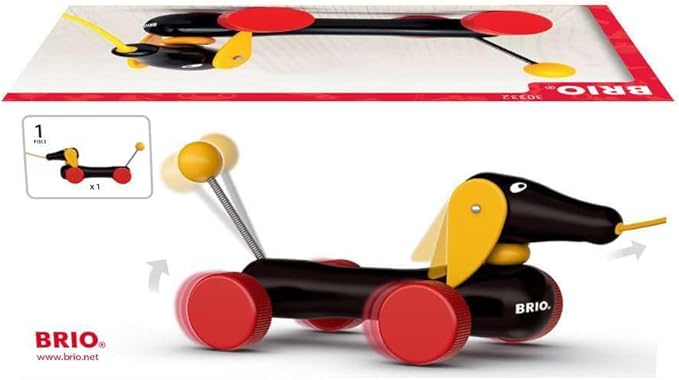 BRIO World - 30332 Pull Along Dachshund | Interactive Toddler Toy | Durable Wooden Construction | FSC Certified Sustainable Wood